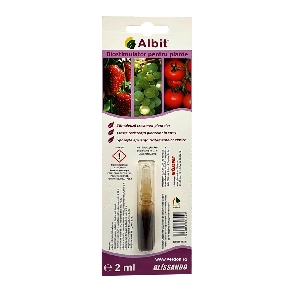 Biostimulator ALBIT - 2 ml, Tratament Seminte si Ingrasamant Foliar Concentrat
