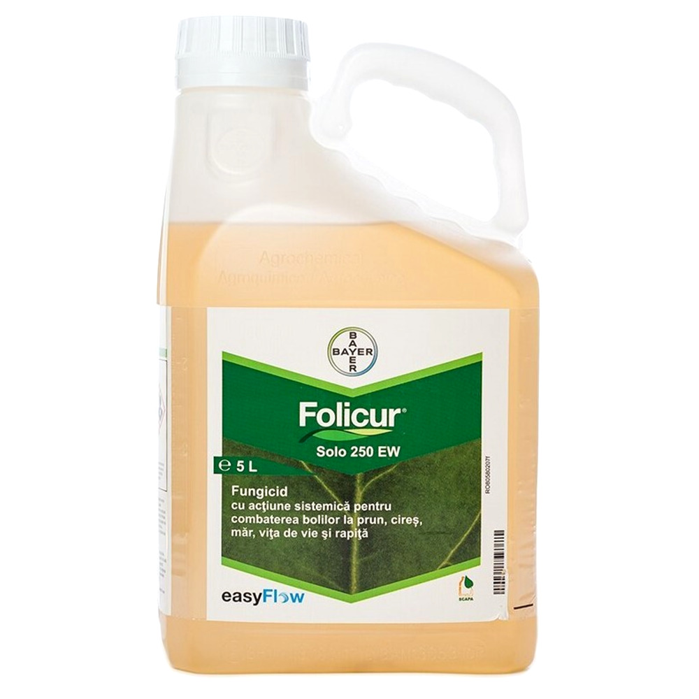 Fungicid FOLICUR SOLO 250 EW - 5 Litri, Bayer, Pomi fructiferi, Vita de vie, Rapita, Sistemic