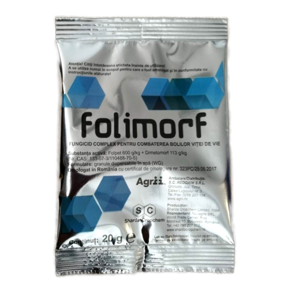 Fungicid FOLIMORF - 20 g, Sharda, Vita de vie, Sistemic - Valabilitate 30.12.2022