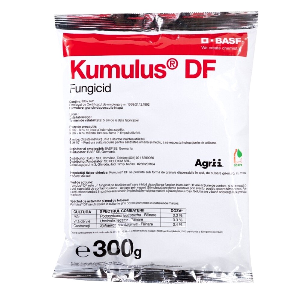 Fungicid KUMULUS DF - 300 g, Basf, Mar, Vita de vie, Castraveti, Contact