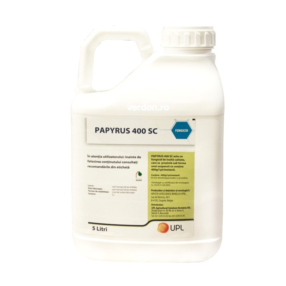 Fungicid PAPYRUS 400 SC - 5 Litri, Arysta LifeScience, Contact, Putregai cenusiu, Rapan