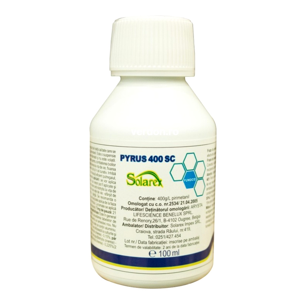 Fungicid PYRUS 400 SC - 100 ml, Arysta LifeScience, Contact, Putregai cenusiu, Rapan