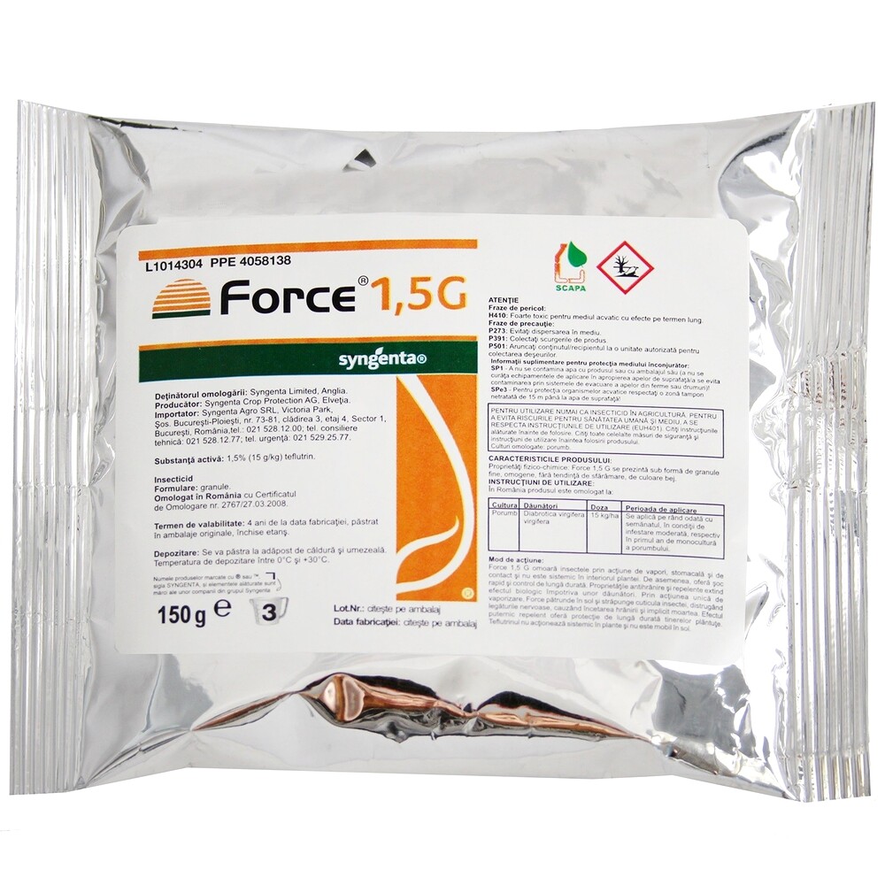 Insecticid FORCE 1,5 G - 150 g, Syngenta, Porumb, Contact