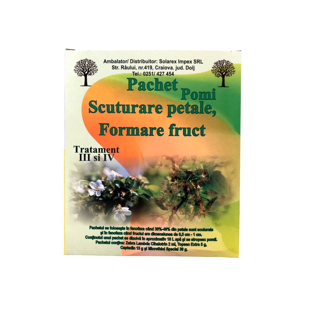 Pachet ratament pentru pomi pentru fenofaza scuturarii petalelor si formarea fructelor, 10 litri apa