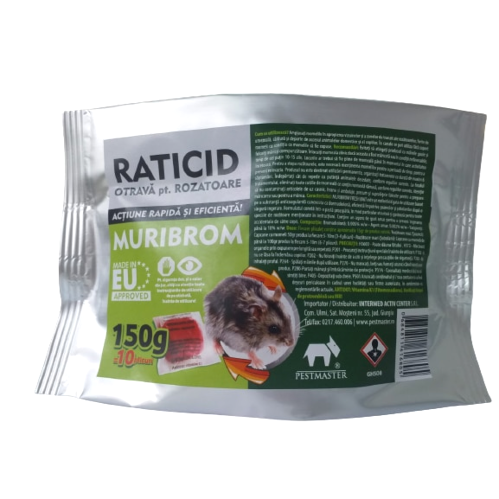 Raticid cu actiune rapida, impotriva soareci, sobolani, Muribrom 150gr