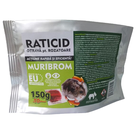 Raticid cu actiune rapida, impotriva soareci, sobolani, Muribrom 150gr
